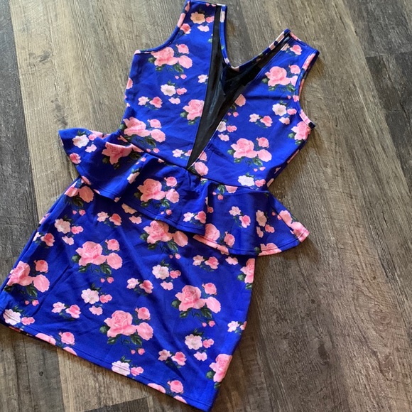 Dresses Sexy Peplum Floral Party Dress With Sheer Bust Line Poshmark